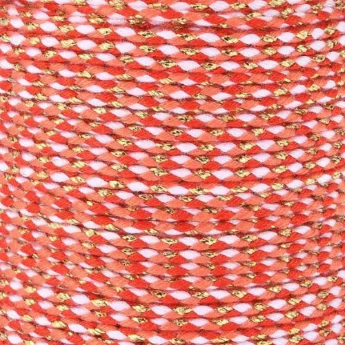Cordone intrecciato in cotone e filo metallico 1,5 mm - Bianco - Rosso - Corallo - Oro x1m