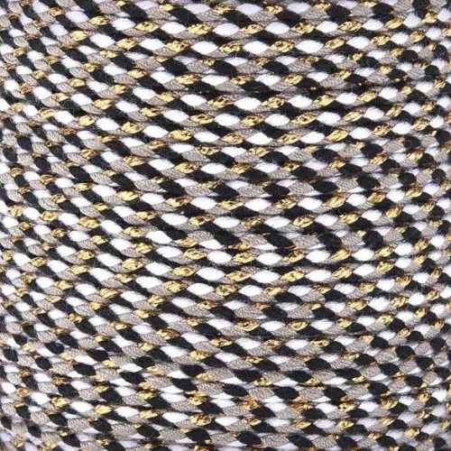 Corda di cotone intrecciata e filo metallico 1,5 mm - Bianco - Nero - Grigio - Oro x1m