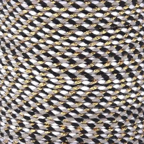 Corda di cotone intrecciata e filo metallico 1,5 mm - Bianco - Nero - Grigio - Oro x1m