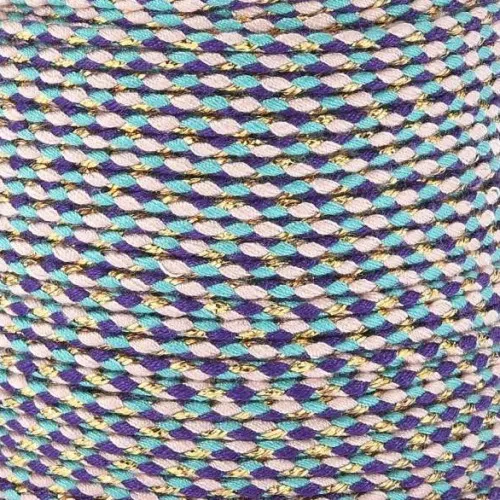 Corda di cotone intrecciata e filo metallico 1.5mm Viola - Turchese - Marrone - Orox1m