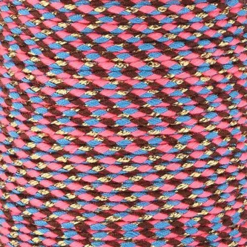 Corda di cotone intrecciata e filo metallico 1,5 mm Rosa fluorescente - Blu - Marrone - Oro x1m