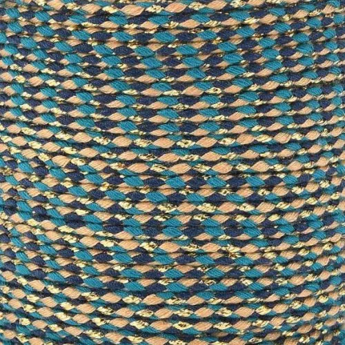 Corda di cotone intrecciata e filo metallico 1,5 mm - Multi blu - Sabbia - Oro x1m