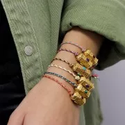 Corda di cotone intrecciata e filo metallico 1,5 mm - Multi blu - Sabbia - Oro x1m