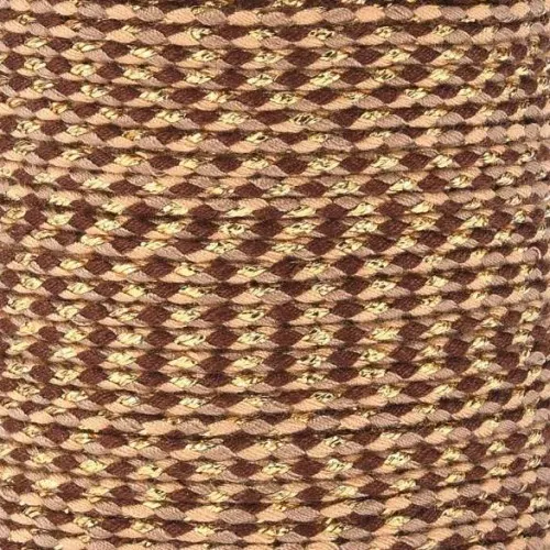 Corda di cotone intrecciata e filo metallico 1,5 mm - Marrone - Beige - Sabbia - Oro x1m
