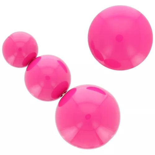 Assortimento di 26 perline rotonde 8-10-14 mm e 2 cabochon di resina - Fucsia
