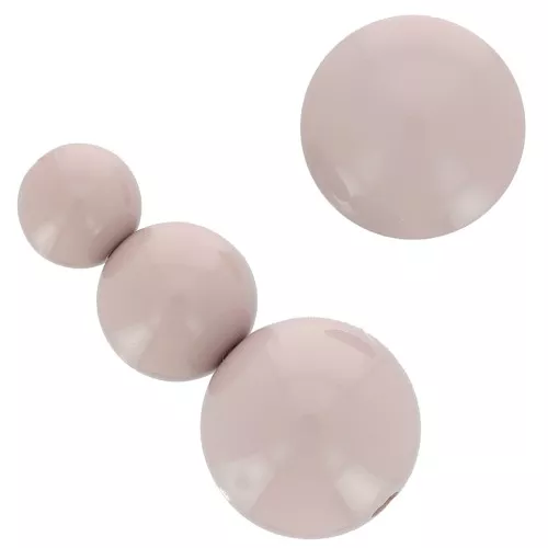 Assortimento di 26 perline rotonde 8-10-14 mm e 2 cabochon di resina - Taupe