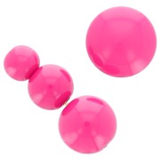 Assortimento di 26 perline rotonde 6-8-10 mm e 2 cabochon di resina - Fucsia