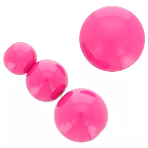 Assortimento di 26 perline rotonde 6-8-10 mm e 2 cabochon di resina - Fucsia