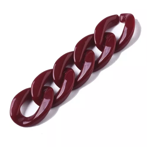 Maglia ritorta ovale in acrilico 22.5x16.5 mm - Lie de vin x1