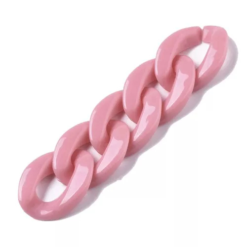 Maglia ritorta ovale in acrilico 22.5x16.5 mm - Rosa x1