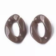 Maglia ritorta ovale in acrilico 22.5x16.5 mm - Marrone x1