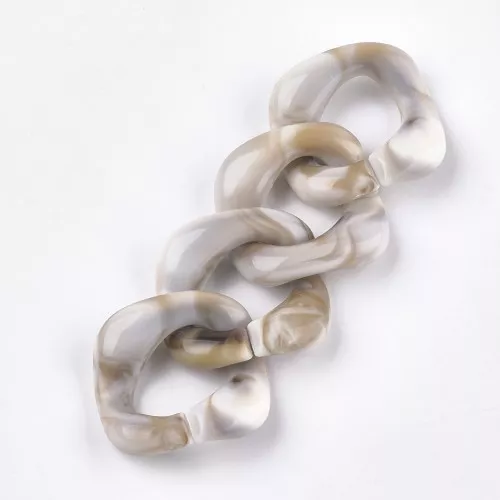 Maglia quadrata ritorta in acrilico 37x35 mm - Bianco - Marrone marmorizzato x1