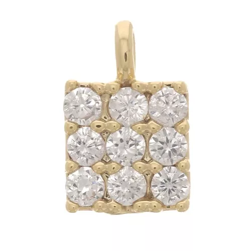 Mini ciondolo quadrato con Ossido di zirconio 5.5x4 mm Dorato con oro fino- Cristallo x1