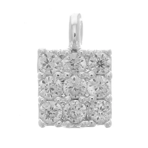 Mini ciondolo quadrato con Ossido di zirconio 5.5x4 mm -Placcatura argento 925 - Cristallo x1