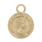 Mini ciondolo rotondo - Moneta 10x8 mm - Dorato con oro fino x1|raw }}
