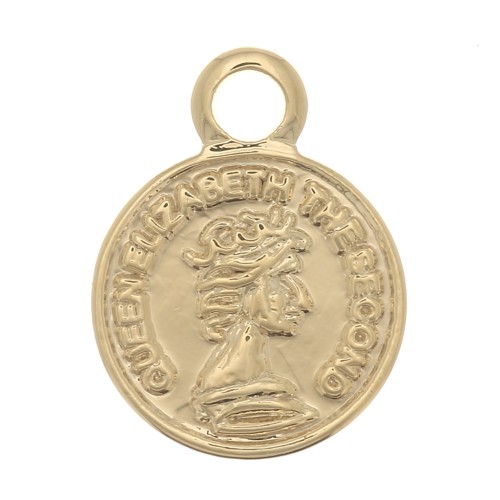 Mini ciondolo rotondo - Moneta 10x8 mm - Dorato con oro fino x1