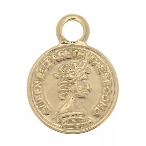 Mini ciondolo rotondo - Moneta 10x8 mm - Dorato con oro fino x1