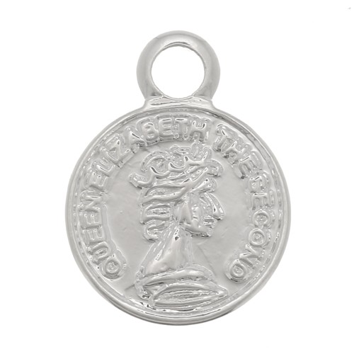 Mini ciondolo rotondo - moneta 8 mm - placcato argento x1