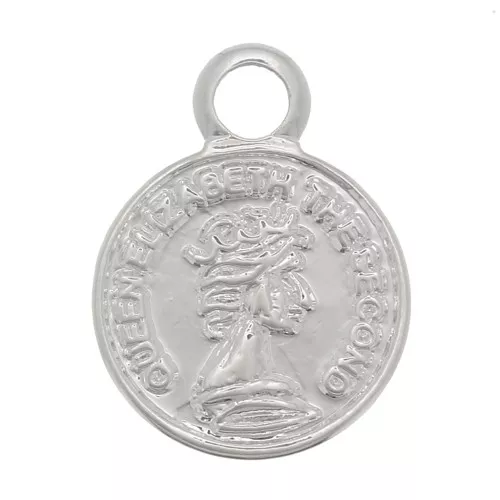 Mini ciondolo rotondo - moneta 8 mm - placcato argento x1