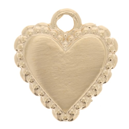 Ciondolo a cuore con palline - Ex-Voto style 10x9 mm - Dorato oro fino x1