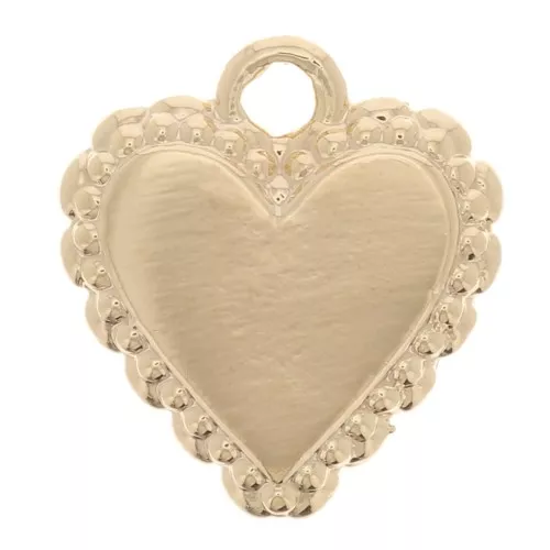 Ciondolo a cuore con palline - Ex-Voto style 10x9 mm - Dorato oro fino x1