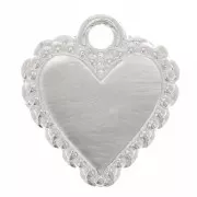 Ciondolo a forma di cuore con palline - stile Ex-Voto 10x9 mm - Placcatura in argento fine x1