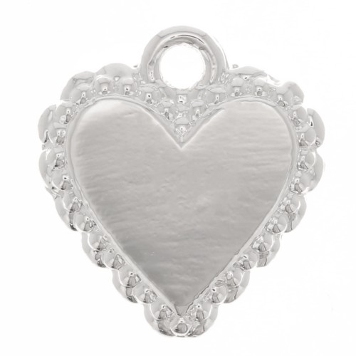 Ciondolo a forma di cuore con palline - stile Ex-Voto 10x9 mm - Placcatura in argento fine x1