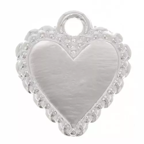 Ciondolo a forma di cuore con palline - stile Ex-Voto 10x9 mm - Placcatura in argento fine x1