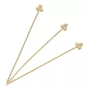 Chiodini testa 3 palline 32x0.6 mm - Dorato con oro fino x4