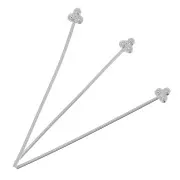 Chiodini testa 3 palline 32x0.6 mm - placcato argento fino x4