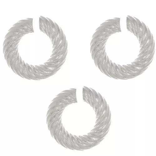Anelli rotondi attorcigliati aperti 8x2 mm - Placcatura argento fine x5
