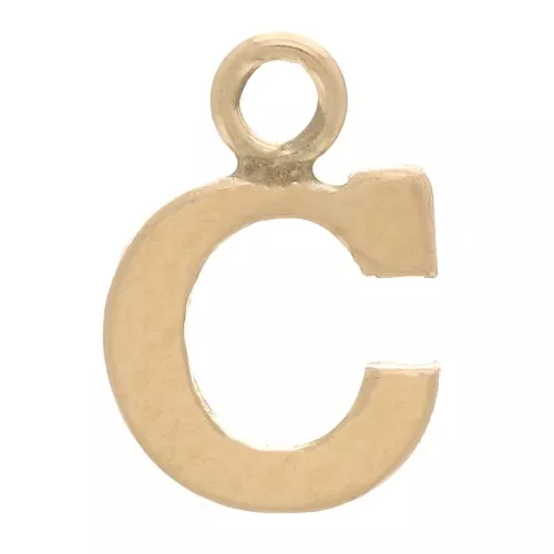 Ciondolo lettera alfabeto 8 mm con anello chiuso - C - Gold filled light x1