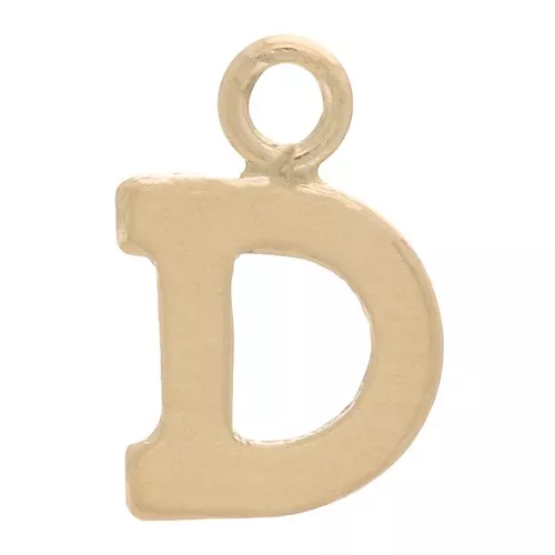 Ciondolo lettera alfabeto 8 mm con anello chiuso - D - Gold filled light x1