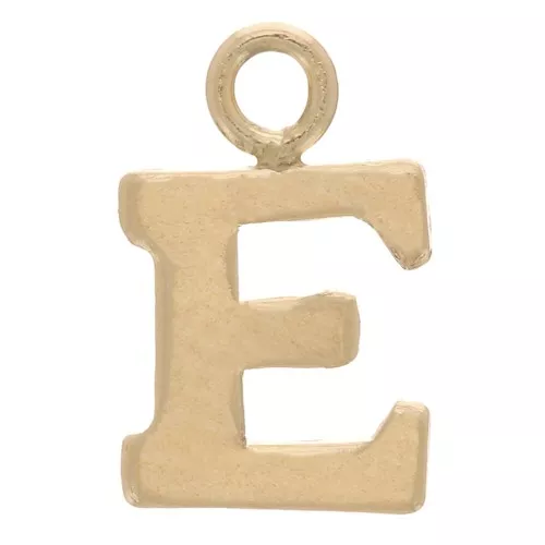 Ciondolo lettera alfabeto 8 mm con anello chiuso - E - Gold filled light x1