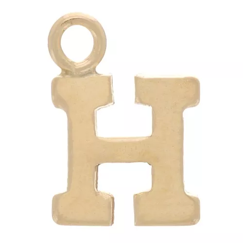 Ciondolo lettera alfabeto 8 mm con anello chiuso - H - Gold filled light x1