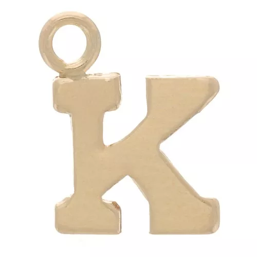 Ciondolo lettera alfabeto 8 mm con anello chiuso - K - Gold filled light x1