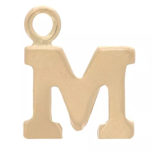 Ciondolo lettera alfabeto 8 mm con anello chiuso - M - Gold filled light x1