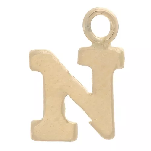 Ciondolo lettera alfabeto 8 mm con anello chiuso - N - Gold filled light x1
