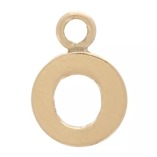Ciondolo lettera alfabeto 8 mm con anello chiuso - O - Gold filled light x1
