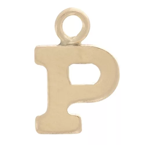 Ciondolo lettera alfabeto 8 mm con anello chiuso - P - Gold filled light x1