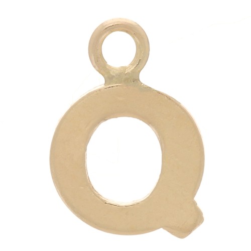Ciondolo lettera alfabeto 8 mm con anello chiuso - Q - Gold filled light x1