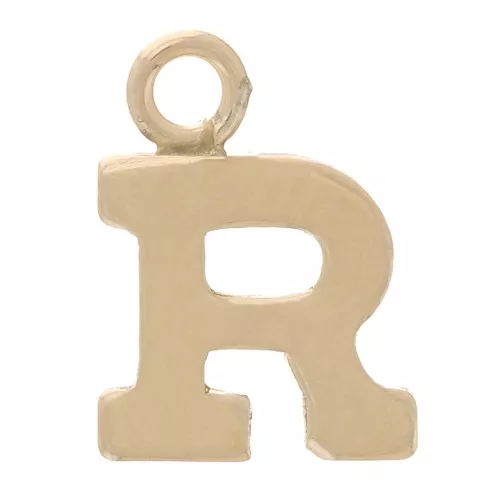 Ciondolo lettera alfabeto 8 mm con anello chiuso - R - Gold filled light x1