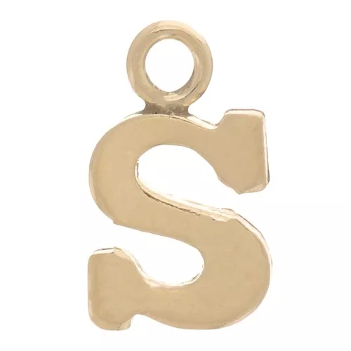 Ciondolo lettera alfabeto 8 mm con anello chiuso- S - Gold filled light x1
