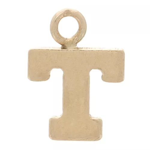 Ciondolo lettera alfabeto 8 mm con anello chiuso - T - Gold filled light x1