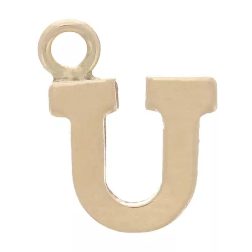 Ciondolo lettera alfabeto 8 mm con anello chiuso - U - Gold filled light x1