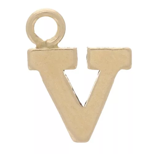 Ciondolo lettera alfabeto 8 mm con anello chiuso - V - Gold filled light x1