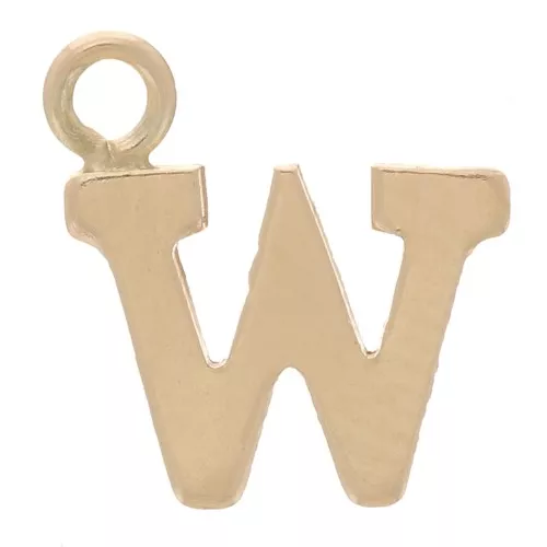 Ciondolo lettera alfabeto 8 mm con anello chiuso - W - Gold filled light x1
