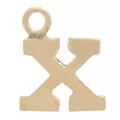 Ciondolo lettera alfabeto 8 mm con anello chiuso - X - Gold filled light x1