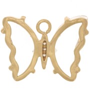 Pendente farfalla di vetro con Ossido di zirconio 15x20mm -Dorato - Chiaro - Cristallo x1