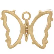 Pendente farfalla di vetro con Ossido di zirconio 15x20mm -Dorato - Chiaro - Cristallo x1
